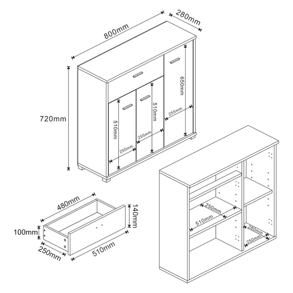 Commode Bobeck panneau de particules 72 x 80 x 28 cm [en.casa]