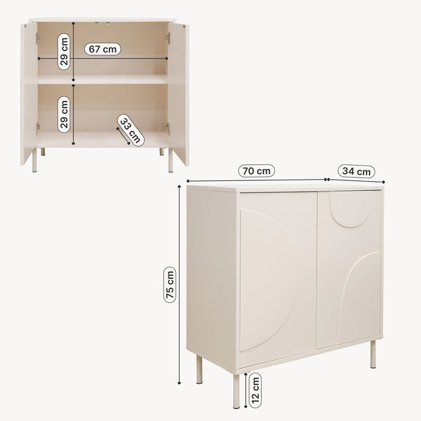 Commode Holea avec 2 portes 75 x 70 x 34 cm [en.casa] 