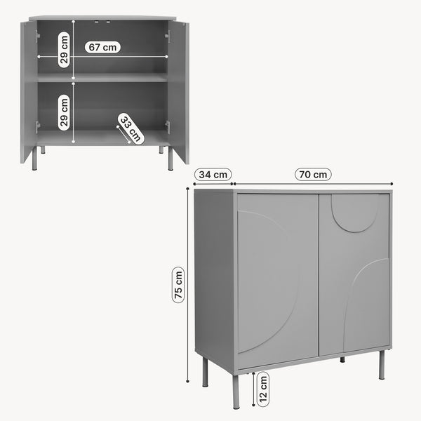 Commode Holea avec 2 portes 75 x 70 x 34 cm [en.casa] 