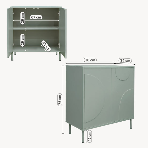 Commode Holea avec 2 portes 75 x 70 x 34 cm [en.casa] 