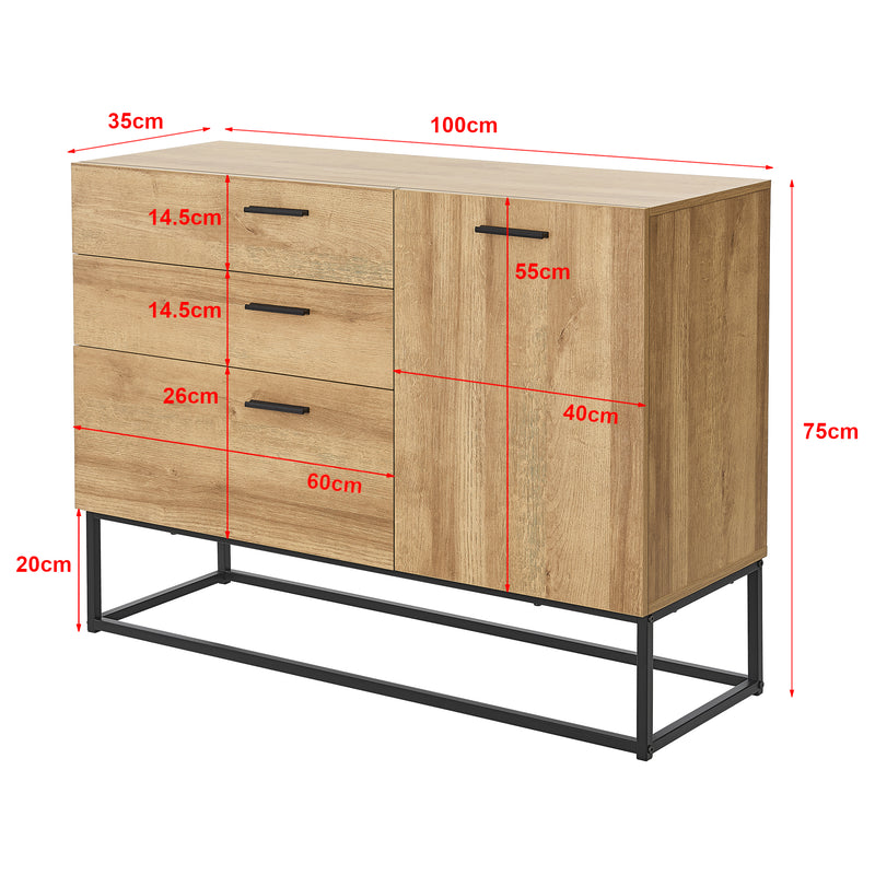 Croquis coté Buffet Lavangen 75 x 100 x 35 cm [en.casa]