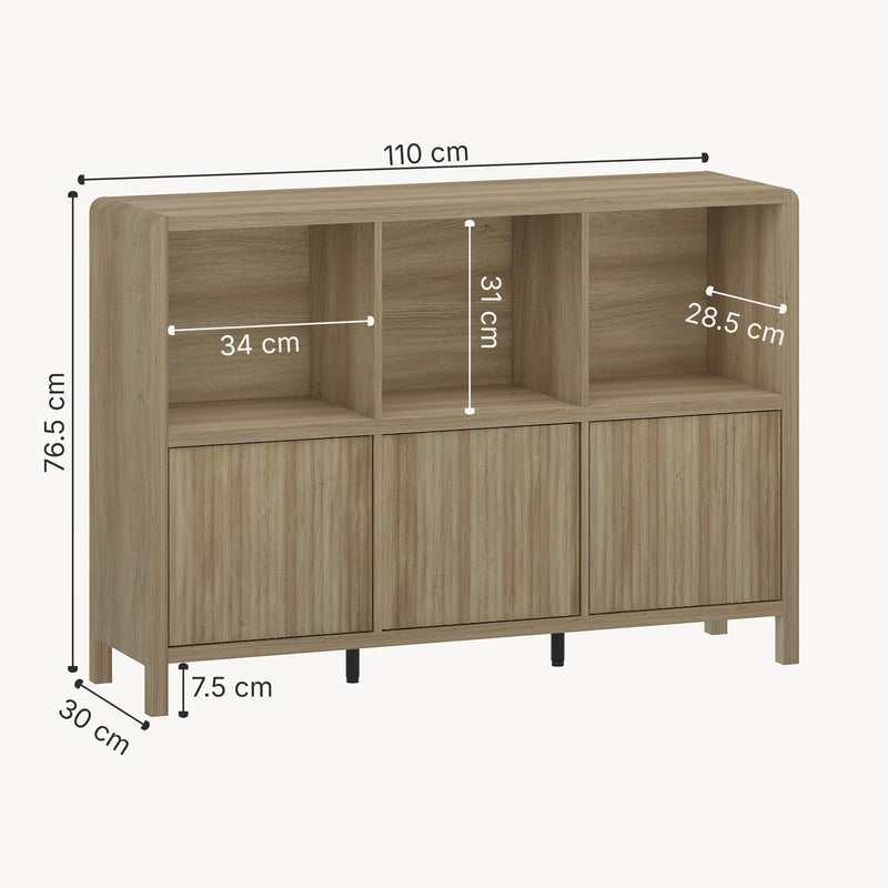 Croquis coté Commode Lukkodso 76,5 x 110 x 30 cm [en.casa] 