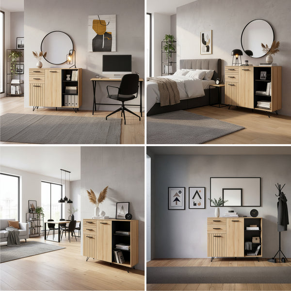 Buffet Noppen effet chêne [en.casa] 