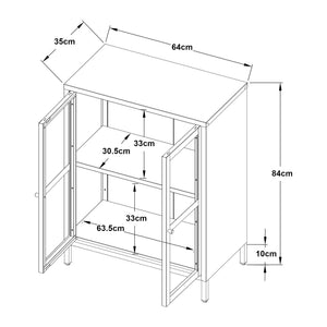Buffet Säkylä acier verre strié 84 x 64 x 35 cm [en.casa]

