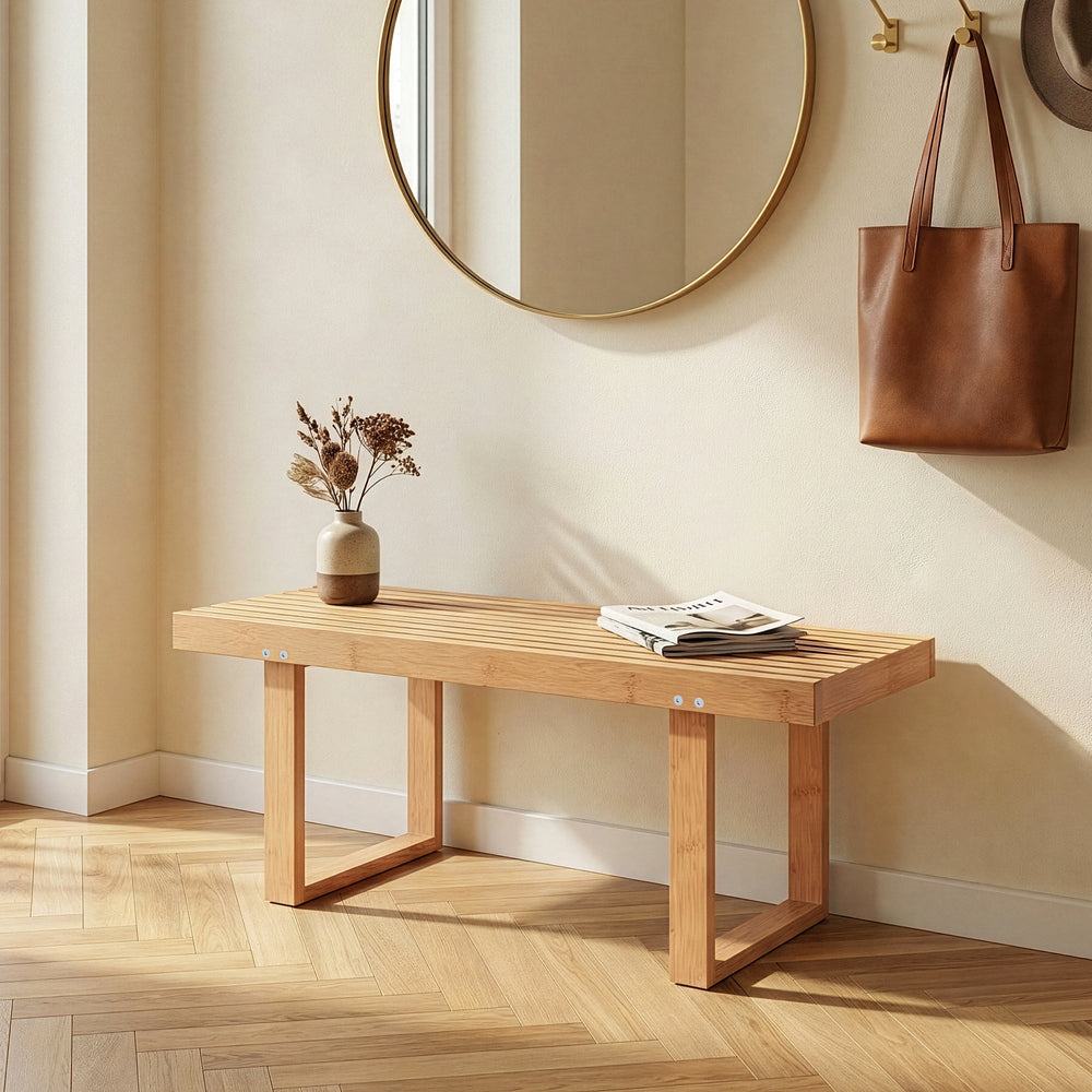 Banc à chaussures Aarela bambou 91 x 41 x 38 cm naturel [en.casa]