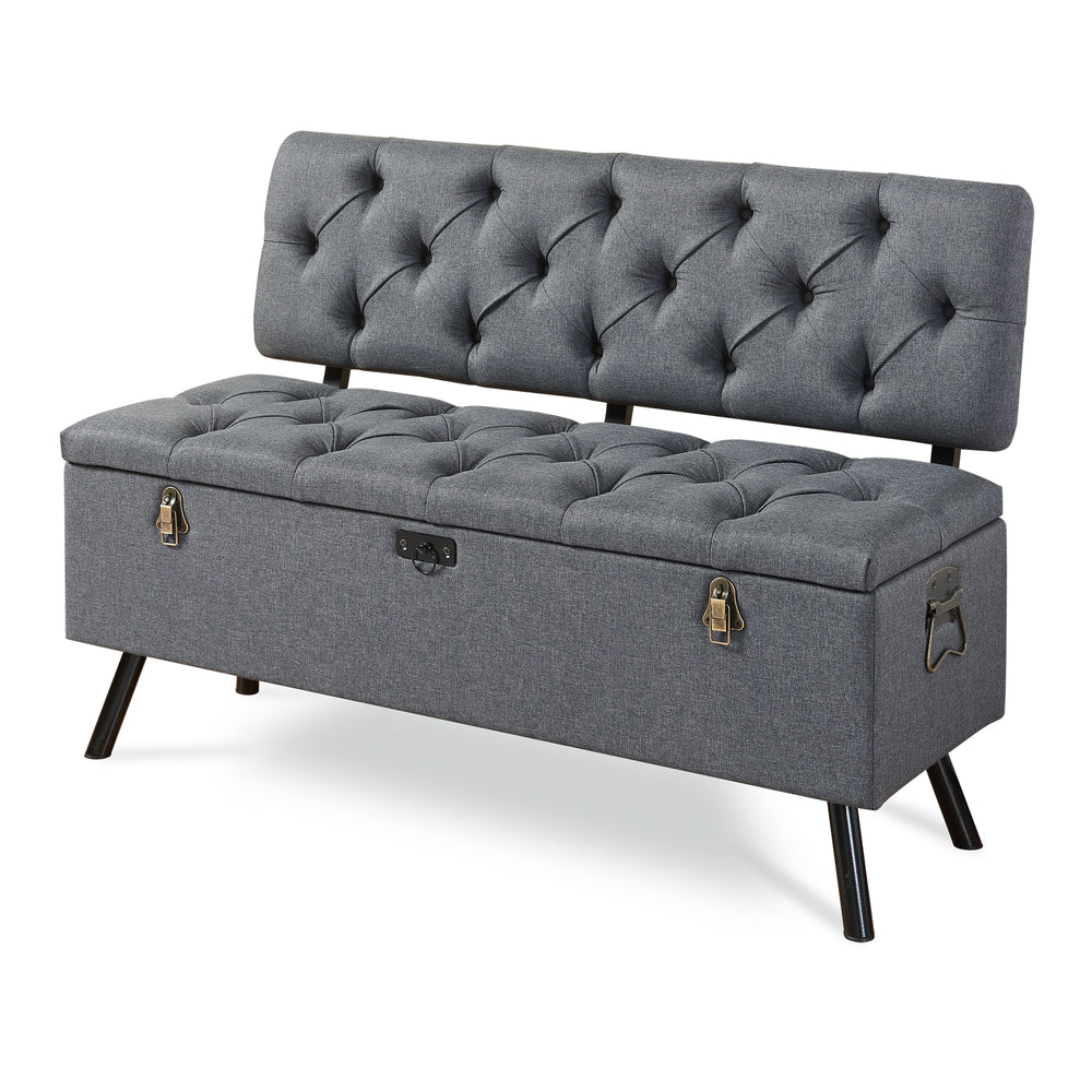 Banquette de rangement Malmöhus siège rabattable gris foncé [en.casa]