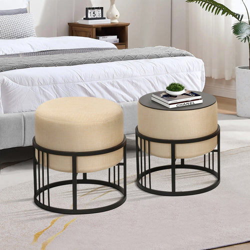 Lot de 2 poufs empilables Tas multifonctionnel [en.casa]