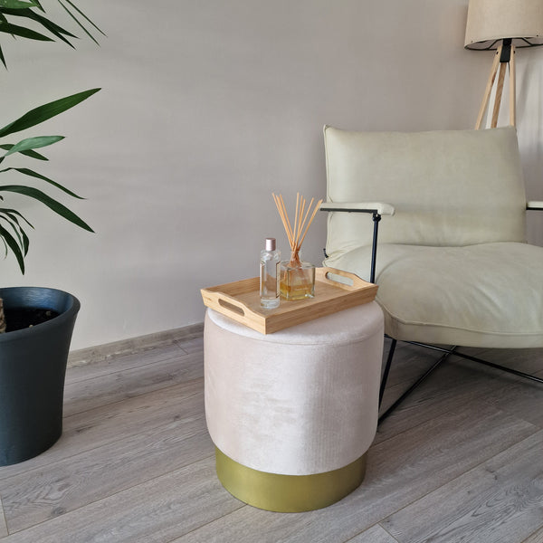 Tabouret Larvik métal velours 40 x 40 cm [en.casa]