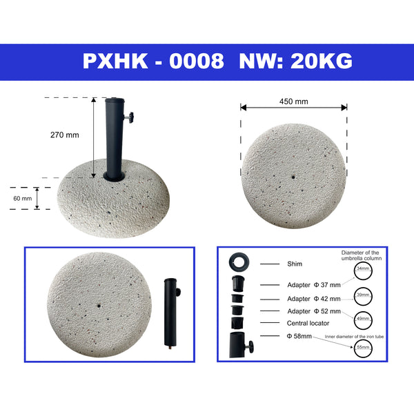 Pied de parasol Bitritto avec adaptateurs 37 42 52 58 mm casa.pro