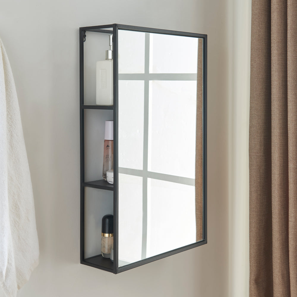 Miroir mural Sunne avec étagère noir en différentes versions [en.casa] - premiumXL