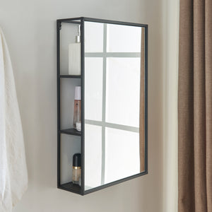 Miroir mural Sunne avec étagère noir en différentes versions [en.casa] - premiumXL