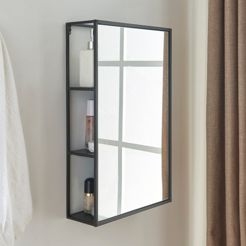 Miroir mural Sunne avec étagère noir en différentes versions [en.casa] - premiumXL