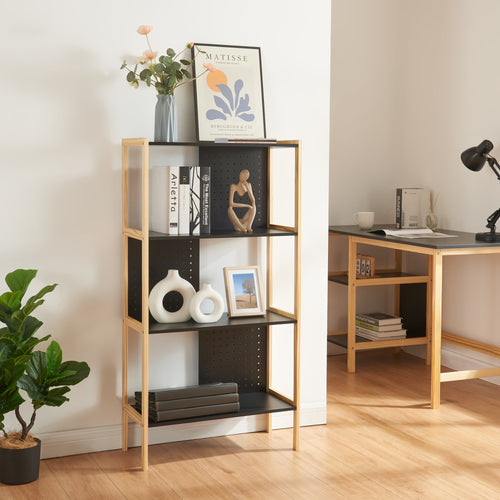 Étagère Dønna 120x63x28cm noir/couleur bois [en.casa] - premiumXL