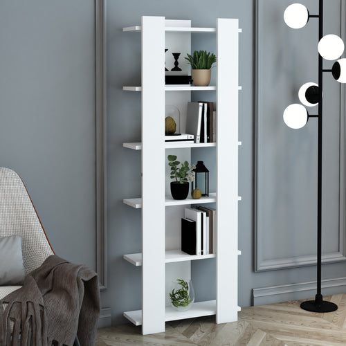 Bibliothèque Præstø à 6 niveaux 160 x 60 x 19,5 cm blanc [en.casa]