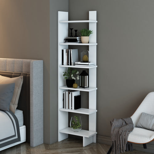 Bibliothèque Midtdjurs à 6 niveaux 170 x 47 x 21 cm blanc [en.casa]