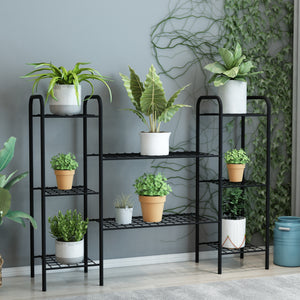 Étagère à plantes Alkmaar à niveaux noir [en.casa]