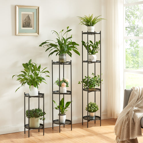 Support de plantes Tuusula lot de 3 métal noir [en.casa] - premiumXL