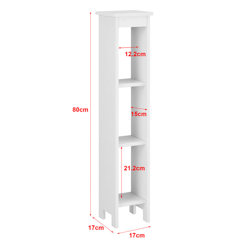 Croquis coté Meuble Colonne Arvika pour Salle de Bain à 3 Étagères 80 x 17 x 17 cm [en.casa]