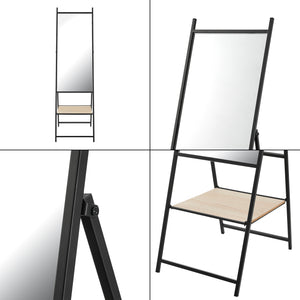 Miroir sur pied Chamois 150 x 44 x 60 cm noir effet chêne [en.casa]