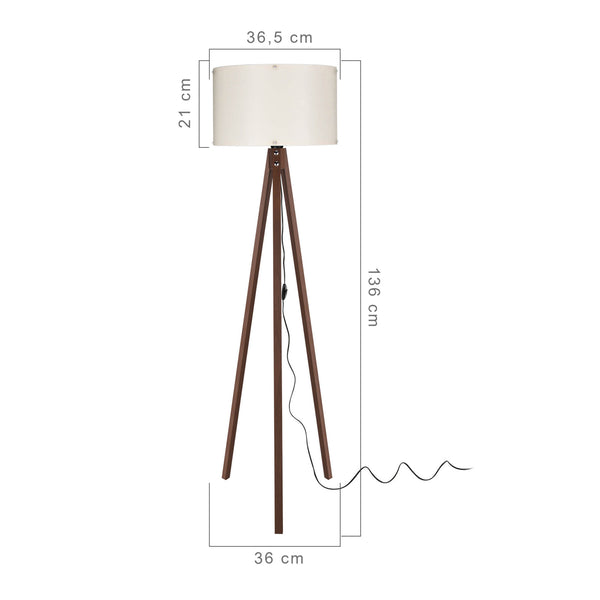 Lampadaire Guildford trépied hauteur 136 cm E27 [lux.pro]