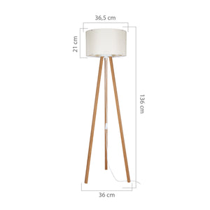 Lampadaire Keynes trépied hauteur 136 cm E27 [lux.pro]