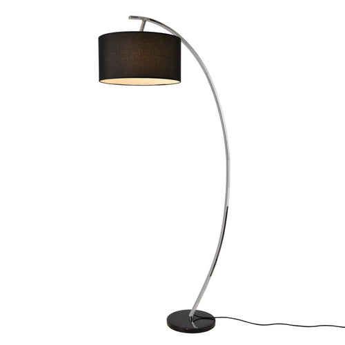 [lux.pro] Lampadaire sur Pied Lampadaire Moderne Interrupteur sur Câble Base en Marbre E27 Abat-jour Textile Hauteur: 150 cm Noir
