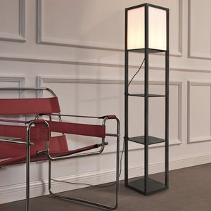 Lampadaire Stapleford avec étagère E27 hauteur 160 cm noir blanc [lux.pro]