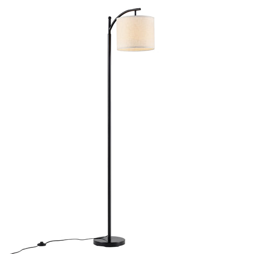 Lampadaire Coventry à abat-jour d'aspect lin E27 hauteur 180 cm noir beige [lux.pro]