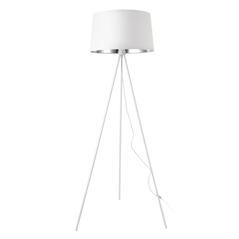Croquis coté Lampadaire Trépied Manchester E27 Métal Textile Hauteur 150 cm plusieurs couleurs [lux.pro]