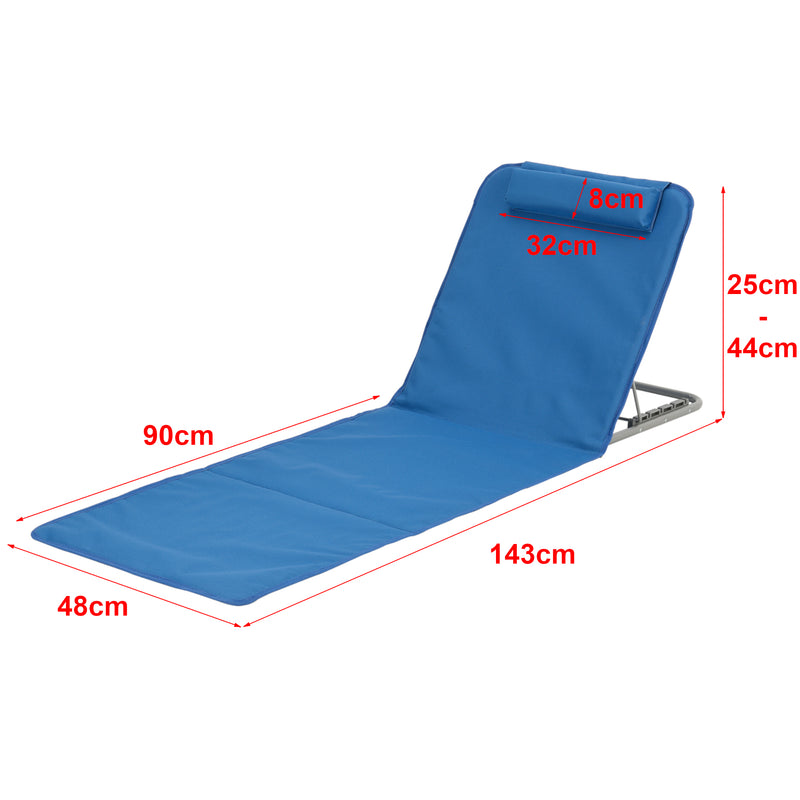 Croquis coté Lot de 2 Matelas de Plage Donostia Dossier Inclinable plusieurs couleurs [en.casa]