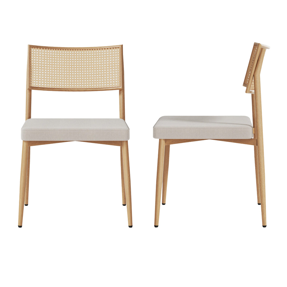 Ensemble de chaises de salle à manger Jördfjok textile aspect rotin/beige [en.casa]