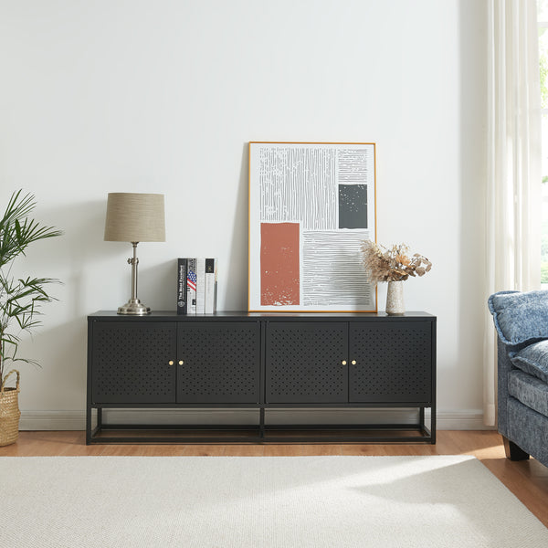 Meuble TV Janakkala acier noir [en.casa]