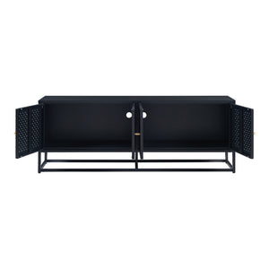 Meuble TV Janakkala acier noir [en.casa]