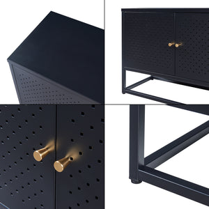 Meuble TV Janakkala acier noir [en.casa]