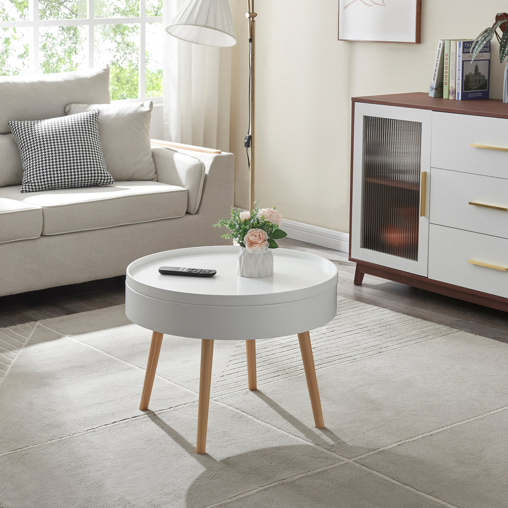 Table basse Bongard blanc Ø60x45 cm [en.casa]