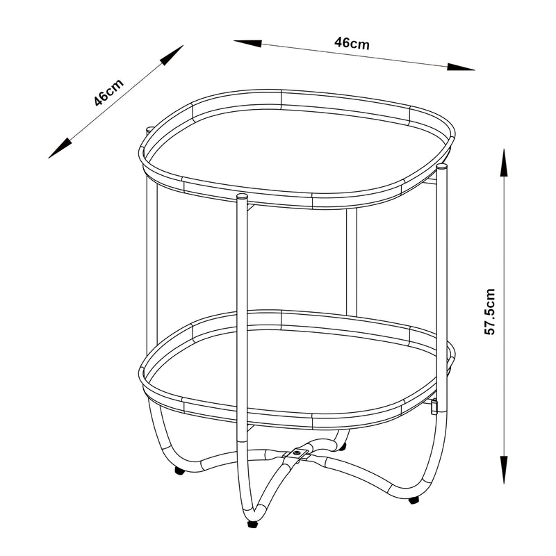 Croquis coté Table basse avec plateau amovible Sandefjord acier [en.casa]