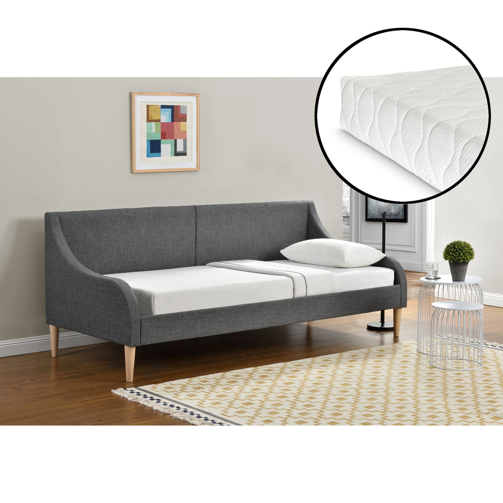 Lit de jour 90x200 cm avec ou sans matelas en mousse froide gris foncé en.casa - premiumXL