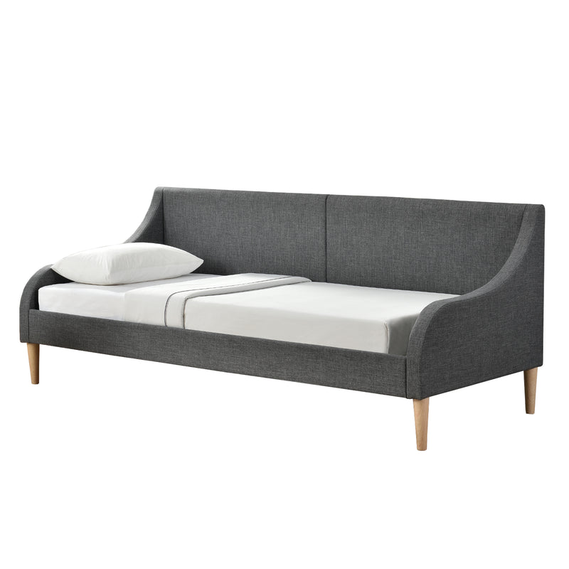 Croquis coté Divan Élégant Canapé Convertible en Lit Moderne Confortable Lit Simple Tissu Polyester 90 x 200 cm Gris Foncé [en.casa]