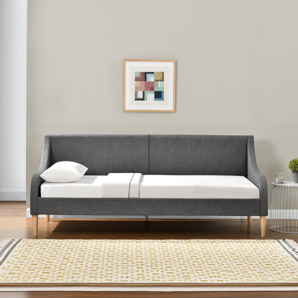 Divan Élégant Canapé Convertible en Lit Moderne Confortable Lit Simple Tissu Polyester 90 x 200 cm Gris Foncé [en.casa]