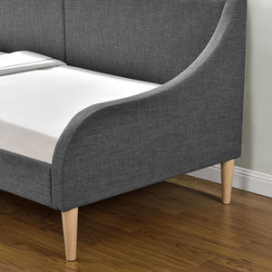 Divan Élégant Canapé Convertible en Lit Moderne Confortable Lit Simple Tissu Polyester 90 x 200 cm Gris Foncé [en.casa]