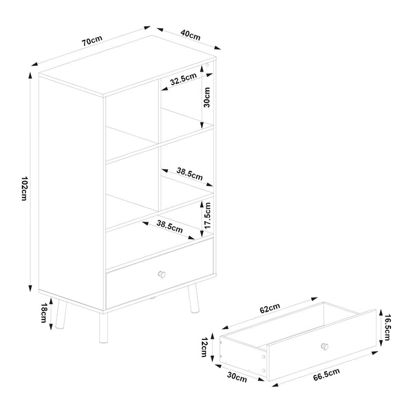 Bibliothèque avec tiroir Reyljand [en.casa]