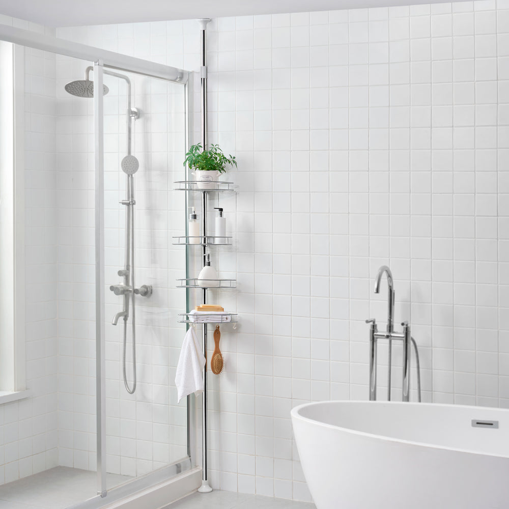 Étagère de douche télescopique Haapavesi acier inoxydable 90 - 300 cm chrome [neu.haus]