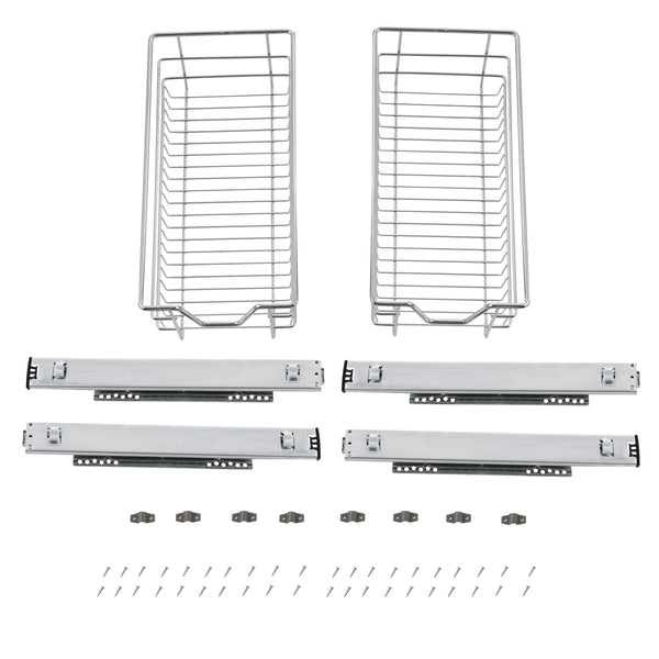 Lot de 2 Paniers Tiroirs de Rangement à Glissières Télescopiques Argenté [en.casa]