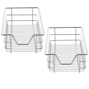 Lot de 2 Paniers Tiroirs de Rangement à Glissières Télescopiques Argenté [en.casa]