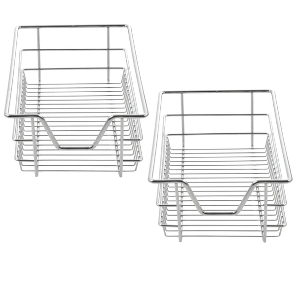 Lot de 2 Paniers Tiroirs de Rangement à Glissières Télescopiques Argenté [en.casa]