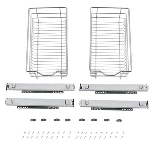 Lot de 2 Paniers Tiroirs de Rangement à Glissières Télescopiques Argenté [en.casa]