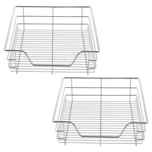 Lot de 2 Paniers Tiroirs de Rangement à Glissières Télescopiques Argenté [en.casa]