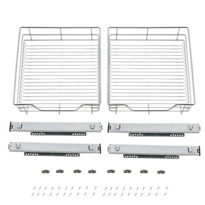 Lot de 2 Paniers Tiroirs de Rangement à Glissières Télescopiques Argenté [en.casa]
