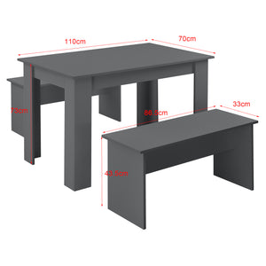 Lot de Table et 2 Bancs de Salle à Manger Hokksund pour 4 Personnes [en.casa]