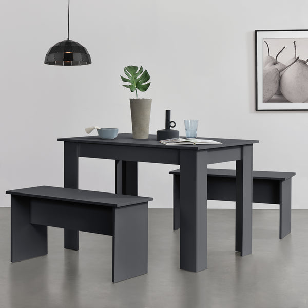 Lot de Table et 2 Bancs de Salle à Manger Hokksund pour 4 Personnes [en.casa]
